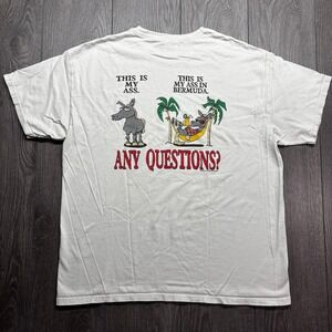 Vintage This Is My Ahh In Bermuda T-Shirt White XL Y2K Humor Hanes Heavyweight